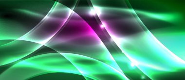 Abstract background. Shiny design neon waves with light effects, techno trendy design. Vector Illustration For Wallpaper, Banner, Background, Card, Book Illustration, landing page