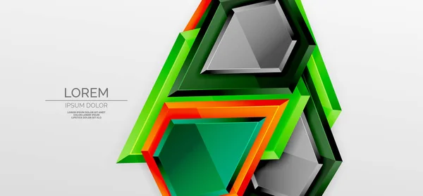 Metalen glanzende glanzende geometrische vormen met 3D-effect samenstelling. Techno futuristische vector abstracte achtergrond Voor Wallpaper, Banner, Achtergrond, Kaart, Boek Illustratie, landing page — Stockvector