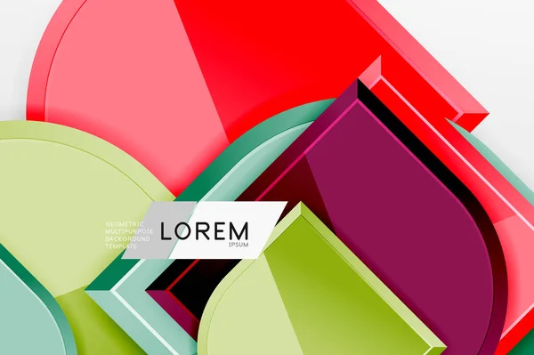 Glanzende glazen vierkanten met ronde elementen geometrische samenstelling. Abstracte geometrische achtergrond met 3D-effect compositie Voor Wallpaper, Banner, Achtergrond, Kaart, Boek Illustratie, landing page — Stockvector