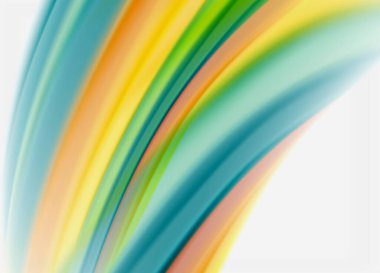 Dalga çizgileri soyut arkaplan, gökkuşağı tarzı renklerle düz ipek tasarım. Sıvı sıvı renk dalgaları. Vektör İllüstrasyonu