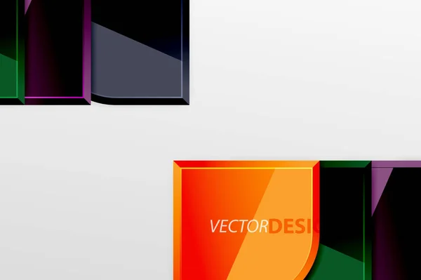 Cuadrados de vidrio brillante con elementos redondos de composición geométrica. Fondo geométrico abstracto con composición de efecto 3d para fondo de pantalla, Banner, Fondo, Tarjeta, Ilustración de libro, landing page — Vector de stock