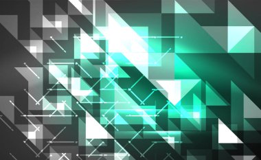 Abstract background, mosaic triangle pattern with transparent effects on glowing neon shiny backdrop. Vector Illustration For Wallpaper, Banner, Background, Card, Book Illustration, landing page