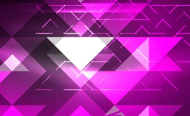 Abstract background, mosaic triangle pattern with transparent effects on glowing neon shiny backdrop. Vector Illustration For Wallpaper, Banner, Background, Card, Book Illustration, landing page