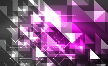 Abstract background, mosaic triangle pattern with transparent effects on glowing neon shiny backdrop. Vector Illustration For Wallpaper, Banner, Background, Card, Book Illustration, landing page