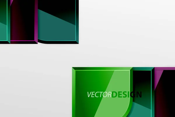 Cuadrados de vidrio brillante con elementos redondos de composición geométrica. Fondo geométrico abstracto con composición de efecto 3d para fondo de pantalla, Banner, Fondo, Tarjeta, Ilustración de libro, landing page — Vector de stock