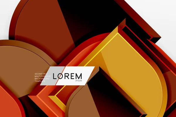 Glanzende glazen vierkanten met ronde elementen geometrische samenstelling. Abstracte geometrische achtergrond met 3D-effect compositie Voor Wallpaper, Banner, Achtergrond, Kaart, Boek Illustratie, landing page — Stockvector