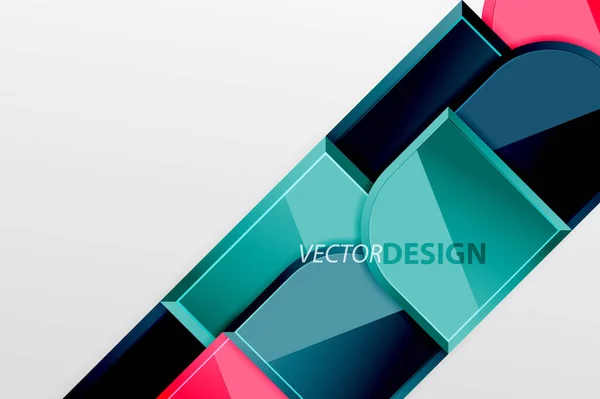 Quadrados de vidro brilhante com elementos redondos composição geométrica. Fundo geométrico abstrato com composição de efeito 3d para papel de parede, bandeira, fundo, cartão, ilustração do livro, landing page — Vetor de Stock