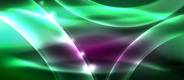 Abstract background. Shiny design neon waves with light effects, techno trendy design. Vector Illustration For Wallpaper, Banner, Background, Card, Book Illustration, landing page — 스톡 벡터