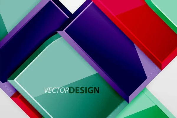 Hochglanzglasquadrate mit runden Elementen geometrische Komposition. Abstrakter geometrischer Hintergrund mit 3D-Effektkomposition für Tapeten, Banner, Hintergrund, Karte, Buchillustration, Landing Page — Stockvektor