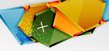 Metal parlak geometrik şekiller ve üç boyutlu efekt bileşimi. Duvar kağıdı, bayrak, arkaplan, kart, kitap illüstrasyonu, iniş sayfası için tekno fütüristik vektör soyut arkaplan