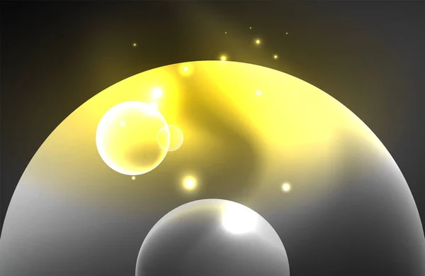 Néon brillant cercles lumineux transparents avec des effets de lumière. Techno fond abstrait vectoriel futuriste Pour Fond d'écran, Bannière, Fond, Carte, Illustration de livre, page de destination — Image vectorielle