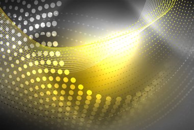 Soyut parçacıklar, dalga arkaplanı, neon hareket tekno tasarımı