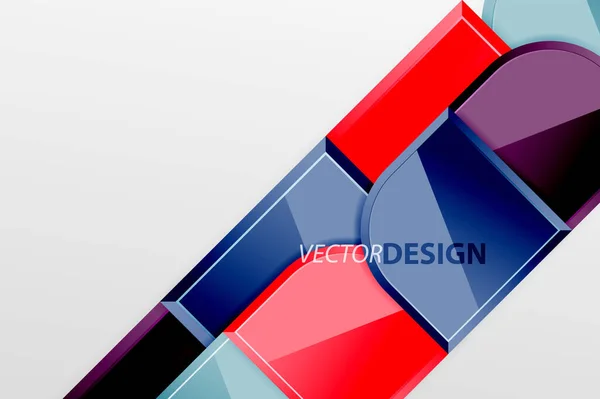 Cuadrados de vidrio brillante con elementos redondos de composición geométrica. Fondo geométrico abstracto con composición de efecto 3d para fondo de pantalla, Banner, Fondo, Tarjeta, Ilustración de libro, landing page — Vector de stock