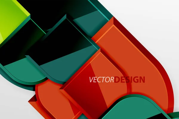 Glanzende glazen vierkanten met ronde elementen geometrische samenstelling. Abstracte geometrische achtergrond met 3D-effect compositie Voor Wallpaper, Banner, Achtergrond, Kaart, Boek Illustratie, landing page — Stockvector