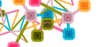 Soyut kare nokta bağlantıları, Duvar kağıdı, Banner, Arkaplan, Kart, Kitap İllüstrasyonu, iniş sayfası veya poster tasarımı için düz stil çok renkli geometrik arkaplan