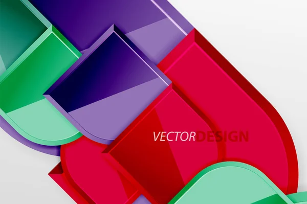 Glanzende glazen vierkanten met ronde elementen geometrische samenstelling. Abstracte geometrische achtergrond met 3D-effect compositie Voor Wallpaper, Banner, Achtergrond, Kaart, Boek Illustratie, landing page — Stockvector