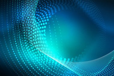 Soyut parçacıklar, dalga arkaplanı, neon hareket tekno tasarımı