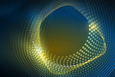 Soyut parçacıklar, dalga arkaplanı, neon hareket tekno tasarımı