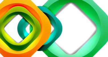 Kare geometrik vektör soyut arkaplan, dinamik minimum modern şablon. Üst üste binen yuvarlak köşeli çok renkli kare şekiller