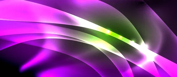 Abstract background. Shiny design neon waves with light effects, techno trendy design. Vector Illustration For Wallpaper, Banner, Background, Card, Book Illustration, landing page — ストックベクタ