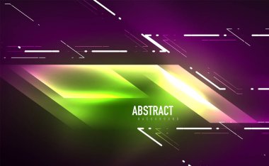Dinamik neon parlak, soyut bir arkaplan. İş veya teknoloji sunumu, İnternet posteri veya web broşürü kapağı, duvar kağıdı için modaya uygun soyut düzen şablonu