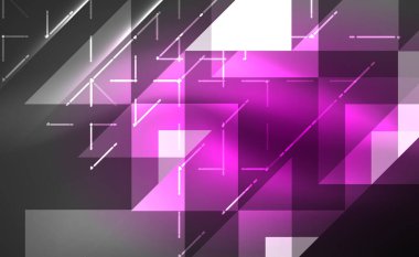 Abstract background, mosaic triangle pattern with transparent effects on glowing neon shiny backdrop. Vector Illustration For Wallpaper, Banner, Background, Card, Book Illustration, landing page