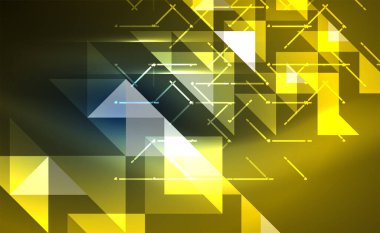 Abstract background, mosaic triangle pattern with transparent effects on glowing neon shiny backdrop. Vector Illustration For Wallpaper, Banner, Background, Card, Book Illustration, landing page