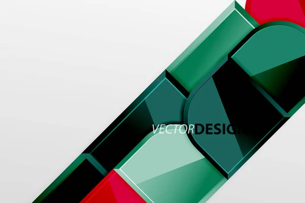 Cuadrados de vidrio brillante con elementos redondos de composición geométrica. Fondo geométrico abstracto con composición de efecto 3d para fondo de pantalla, Banner, Fondo, Tarjeta, Ilustración de libro, landing page — Vector de stock