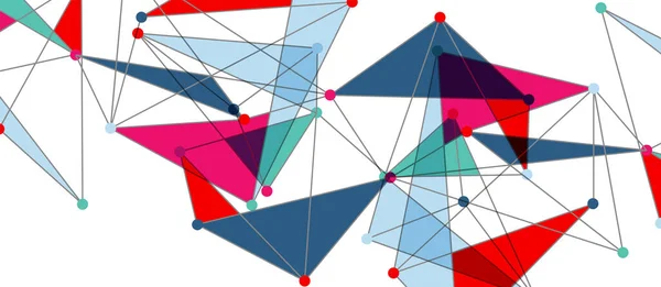 Conexões de pontos de linha, design de tecnologia triangular. Fundo geométrico abstrato —  Vetores de Stock