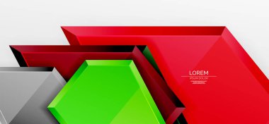 Metal parlak geometrik şekiller ve üç boyutlu efekt bileşimi. Duvar kağıdı, bayrak, arkaplan, kart, kitap illüstrasyonu, iniş sayfası için tekno fütüristik vektör soyut arkaplan