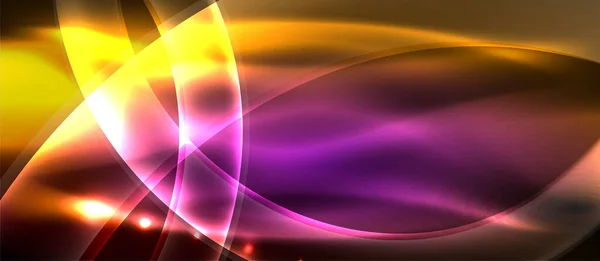 Абстрактный фон. Shiny design neon waves with light effects, techno trendy design. Векторная иллюстрация для обоев, баннера, фона, карты, книжной иллюстрации, целевой страницы — стоковый вектор