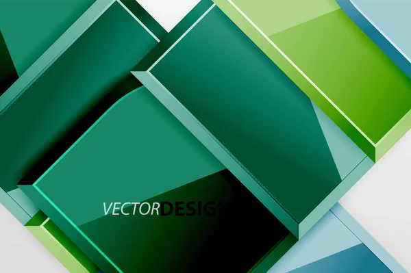 Glossy glass squares with round elements geometric composition. Abstract geometric background with 3d effect composition For Wallpaper, Banner, Background, Card, Book Illustration, landing page — Stock Vector
