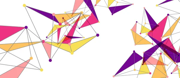 Συνδέσεις σημείων γραμμής, τριγωνικός σχεδιασμός τεχνολογίας. Αφηρημένο γεωμετρικό υπόβαθρο — Διανυσματικό Αρχείο