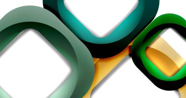 Kare geometrik vektör soyut arkaplan, dinamik minimum modern şablon. Üst üste binen yuvarlak köşeli çok renkli kare şekiller