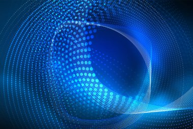 Soyut parçacıklar, dalga arkaplanı, neon hareket tekno tasarımı