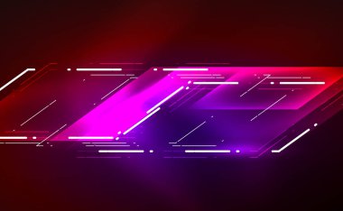 Dinamik neon parlak, soyut bir arkaplan. İş veya teknoloji sunumu, İnternet posteri veya web broşürü kapağı, duvar kağıdı için modaya uygun soyut düzen şablonu