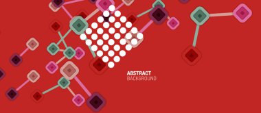 Soyut kare nokta bağlantıları, Duvar kağıdı, Banner, Arkaplan, Kart, Kitap İllüstrasyonu, iniş sayfası veya poster tasarımı için düz stil çok renkli geometrik arkaplan