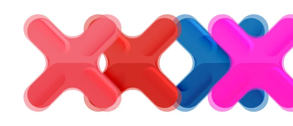 Composizione a croce in stile plastico multicolore lucido, design a forma di x, sfondo astratto moderno tecno geometrico. Modello di layout astratto alla moda — Vettoriale Stock