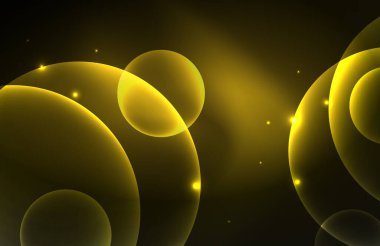 Işık efektleriyle şeffaf parlak parlak daireler. Duvar kağıdı, bayrak, arkaplan, kart, kitap illüstrasyonu, iniş sayfası için tekno fütüristik vektör soyut arkaplan