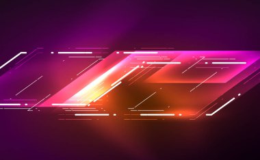 Dinamik neon parlak, soyut bir arkaplan. İş veya teknoloji sunumu, İnternet posteri veya web broşürü kapağı, duvar kağıdı için modaya uygun soyut düzen şablonu