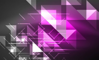 Abstract background, mosaic triangle pattern with transparent effects on glowing neon shiny backdrop. Vector Illustration For Wallpaper, Banner, Background, Card, Book Illustration, landing page