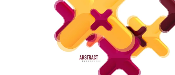 Glossy multicolored plastic style cross composition, x shape design, techno geometric modern abstrak background. Templat tata letak abstrak Trendy - Stok Vektor