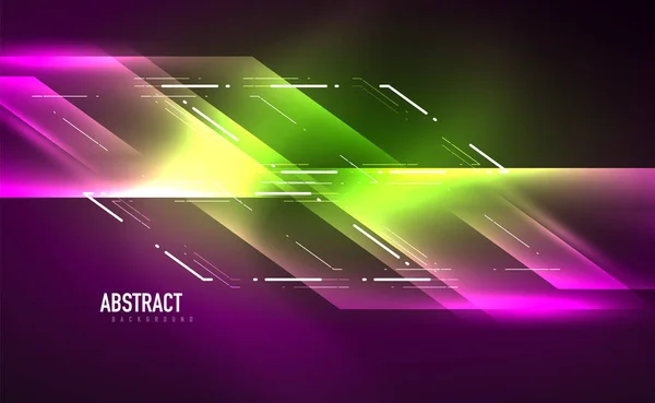 Dynamische neon glanzende abstracte achtergrond. Trendy abstracte layout template voor zakelijke of technologische presentatie, internet poster of web brochure cover, behang — Stockvector