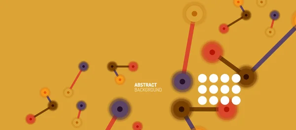 Estilo plano geométrico fundo abstrato, pontos redondos ou conexões de círculo no fundo de cor. Conceito de rede tecnológica . —  Vetores de Stock