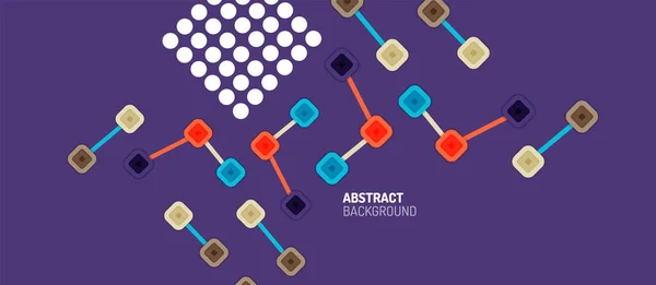 概要正方形のドット接続、フラットスタイルの多色幾何学的背景のための壁紙、バナー、背景、カード、ブックイラスト、ランディングページやポスターデザイン — ストックベクタ