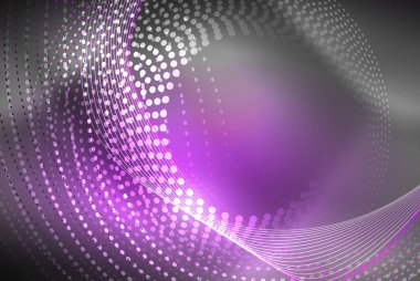 Soyut parçacıklar, dalga arkaplanı, neon hareket tekno tasarımı