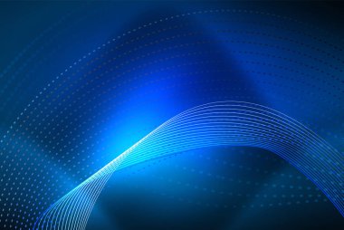 Soyut parçacıklar, dalga arkaplanı, neon hareket tekno tasarımı