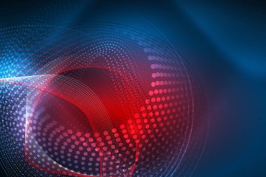 Soyut parçacıklar, dalga arkaplanı, neon hareket tekno tasarımı