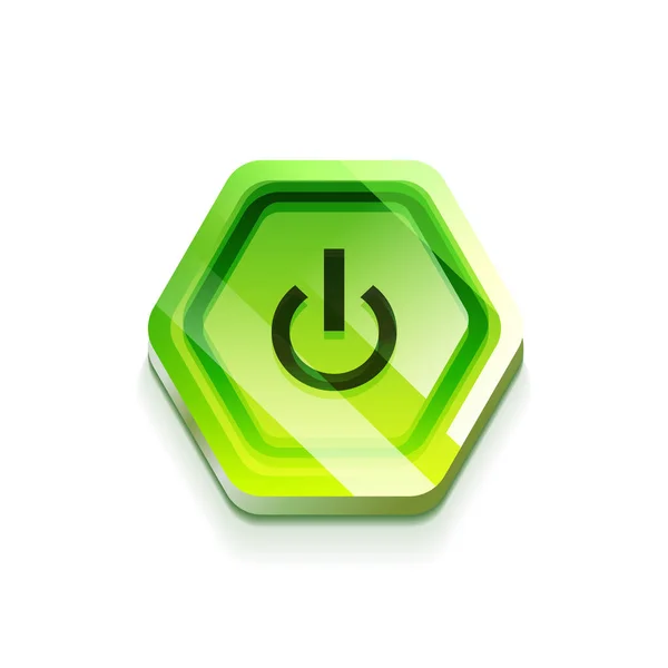 Glanzende power web knop, vector icoon — Stockvector