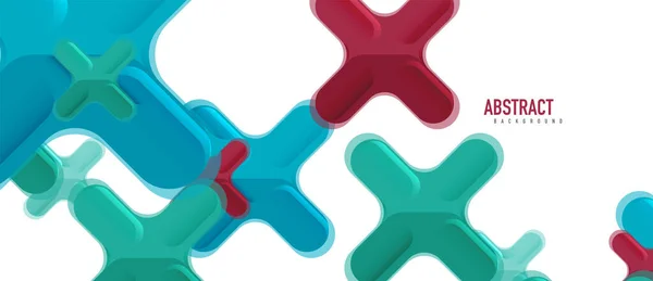 Composizione a croce in stile plastico multicolore lucido, design a forma di x, sfondo astratto moderno tecno geometrico. Modello di layout astratto alla moda — Vettoriale Stock